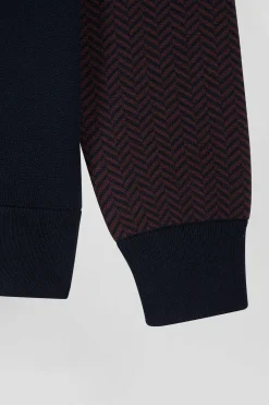 Pull col maillot en coton bordeaux coupe Regular jacquard pied-de-poule