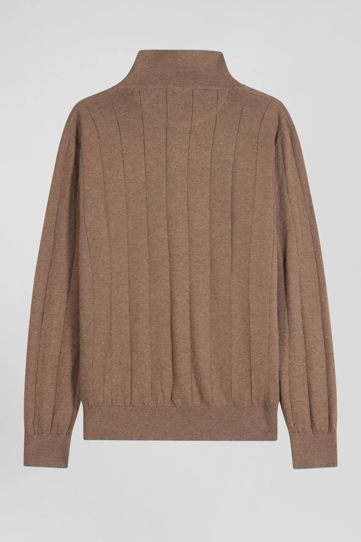 Pull col maillot en coton et cachemire marron coupe Regular