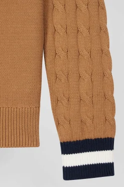 Pull col maillot en coton camel coupe Regular