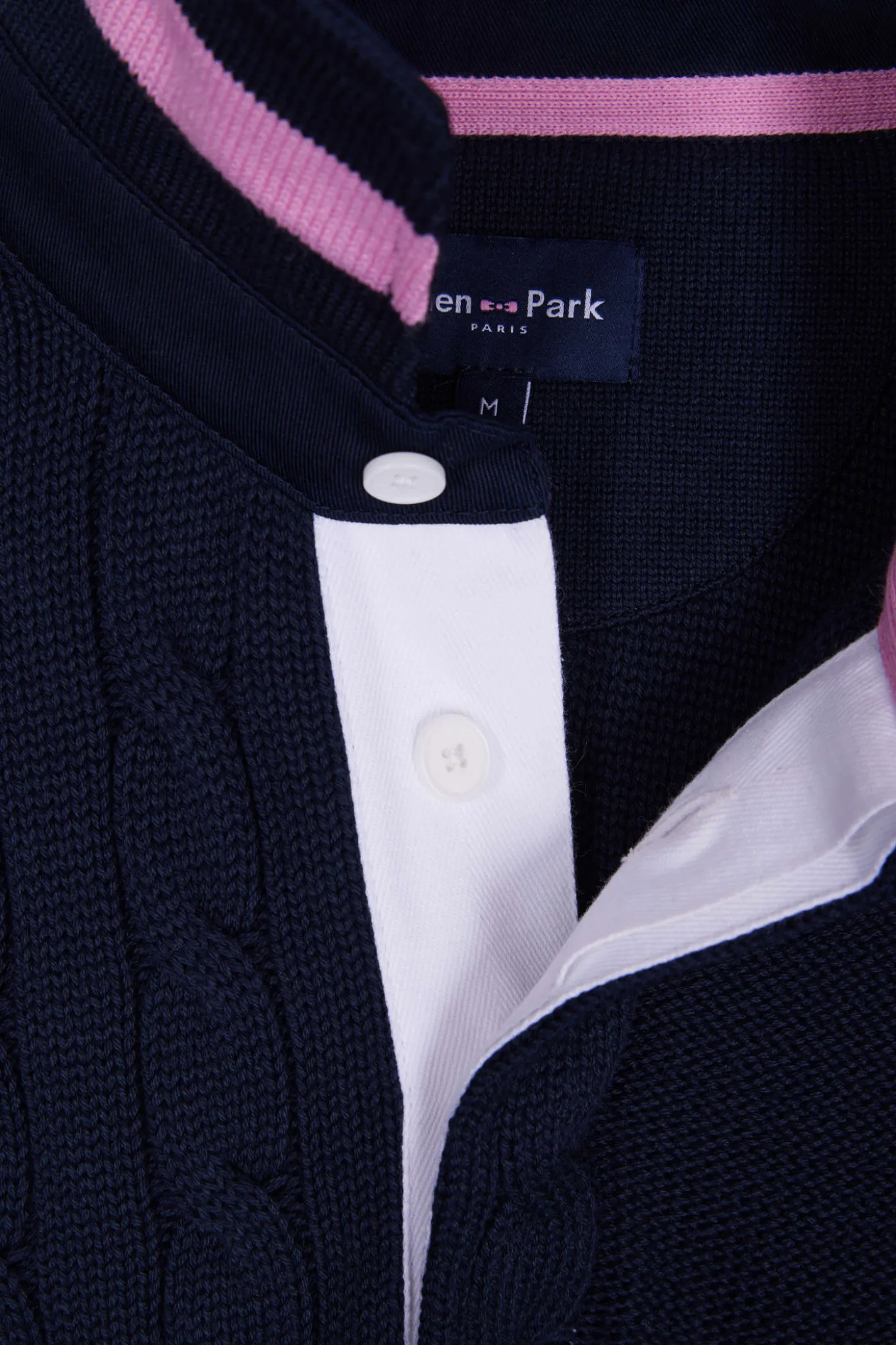 Pull col maillot en coton bleu marine coupe Regular