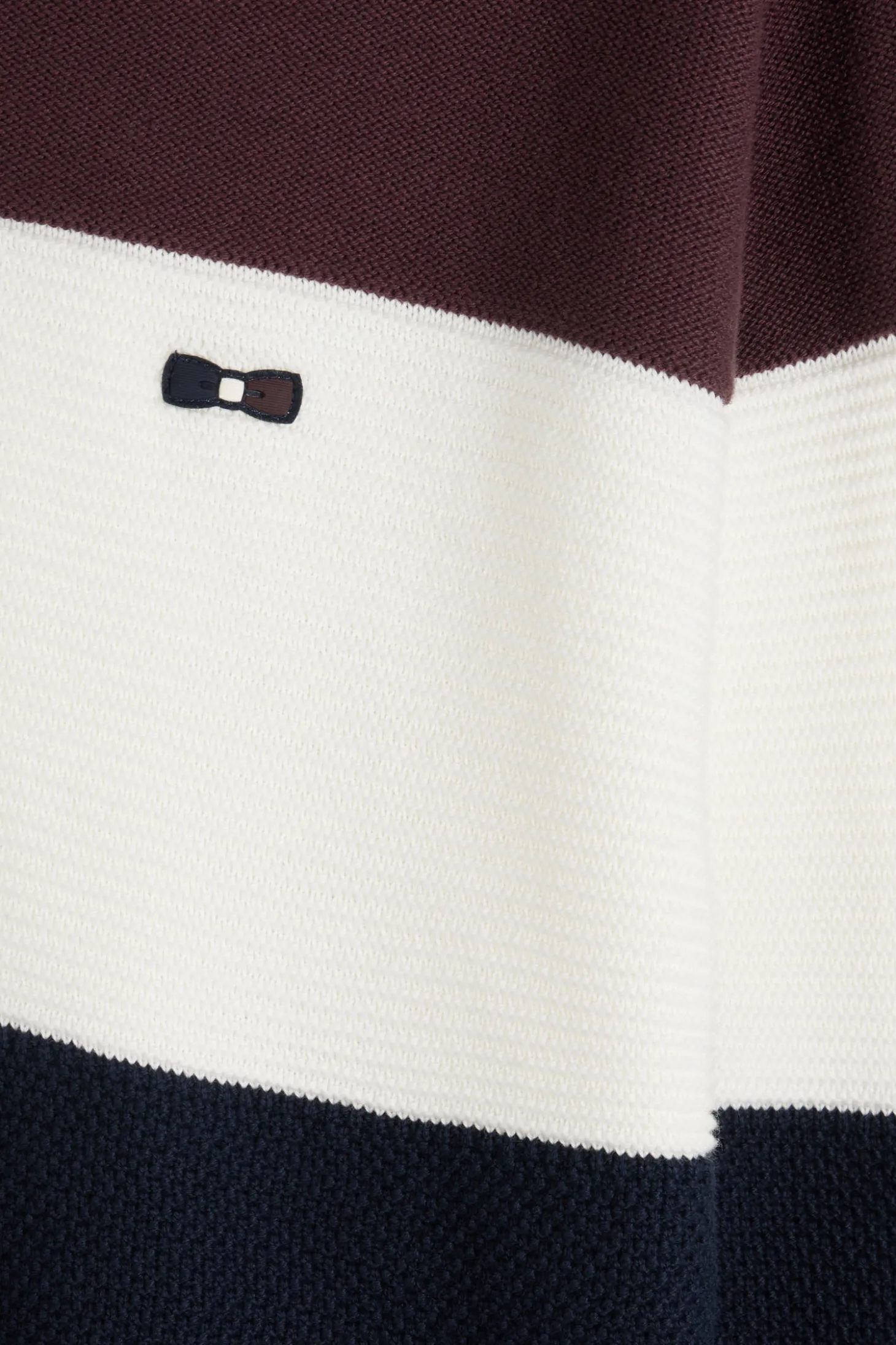 Pull col maillot en coton bordeaux à jeux de maille coupe Regular