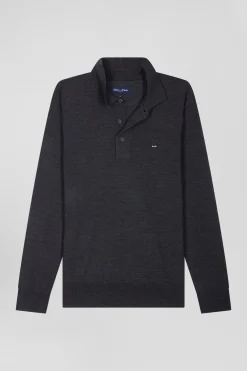 Pull col maillot en laine gris anthracite coupe Regular