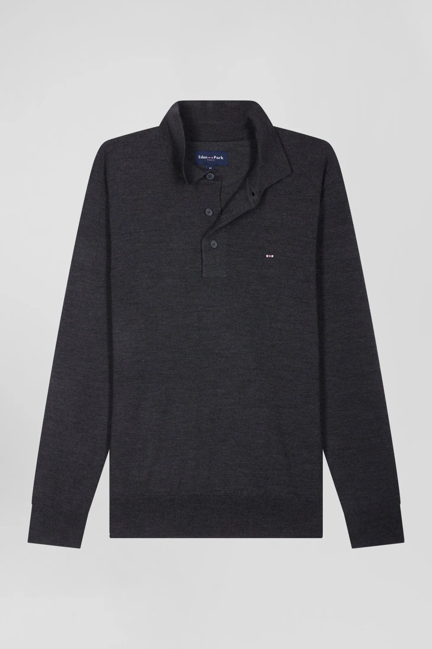 Pull col maillot en laine gris anthracite coupe Regular
