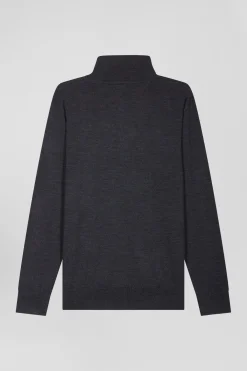 Pull col maillot en laine gris anthracite coupe Regular