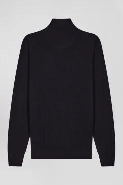 Pull col maillot en laine bleu marine coupe Regular