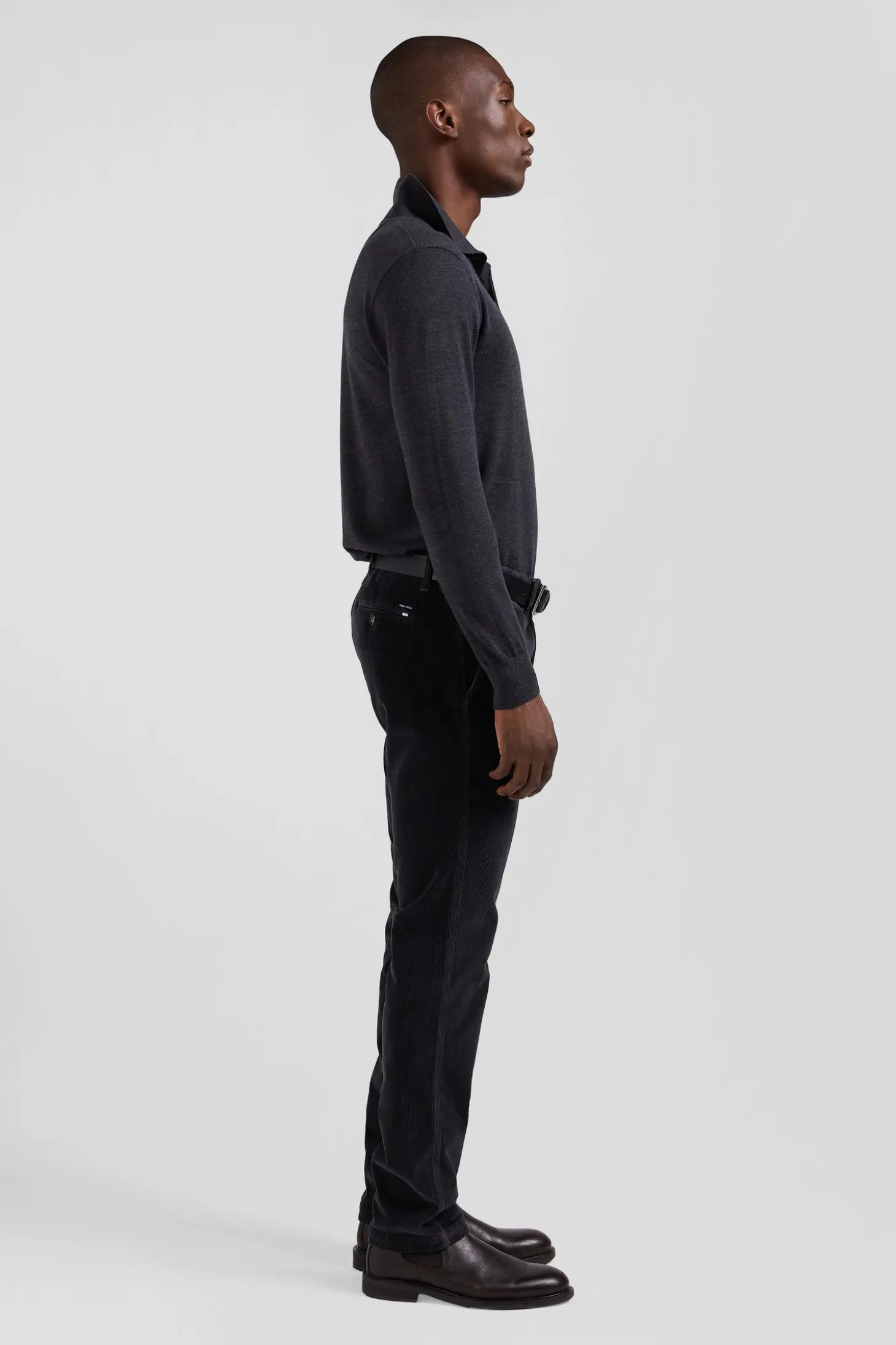 Pull col maillot en laine gris anthracite coupe Regular
