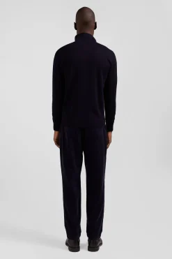 Pull col maillot en laine bleu marine coupe Regular