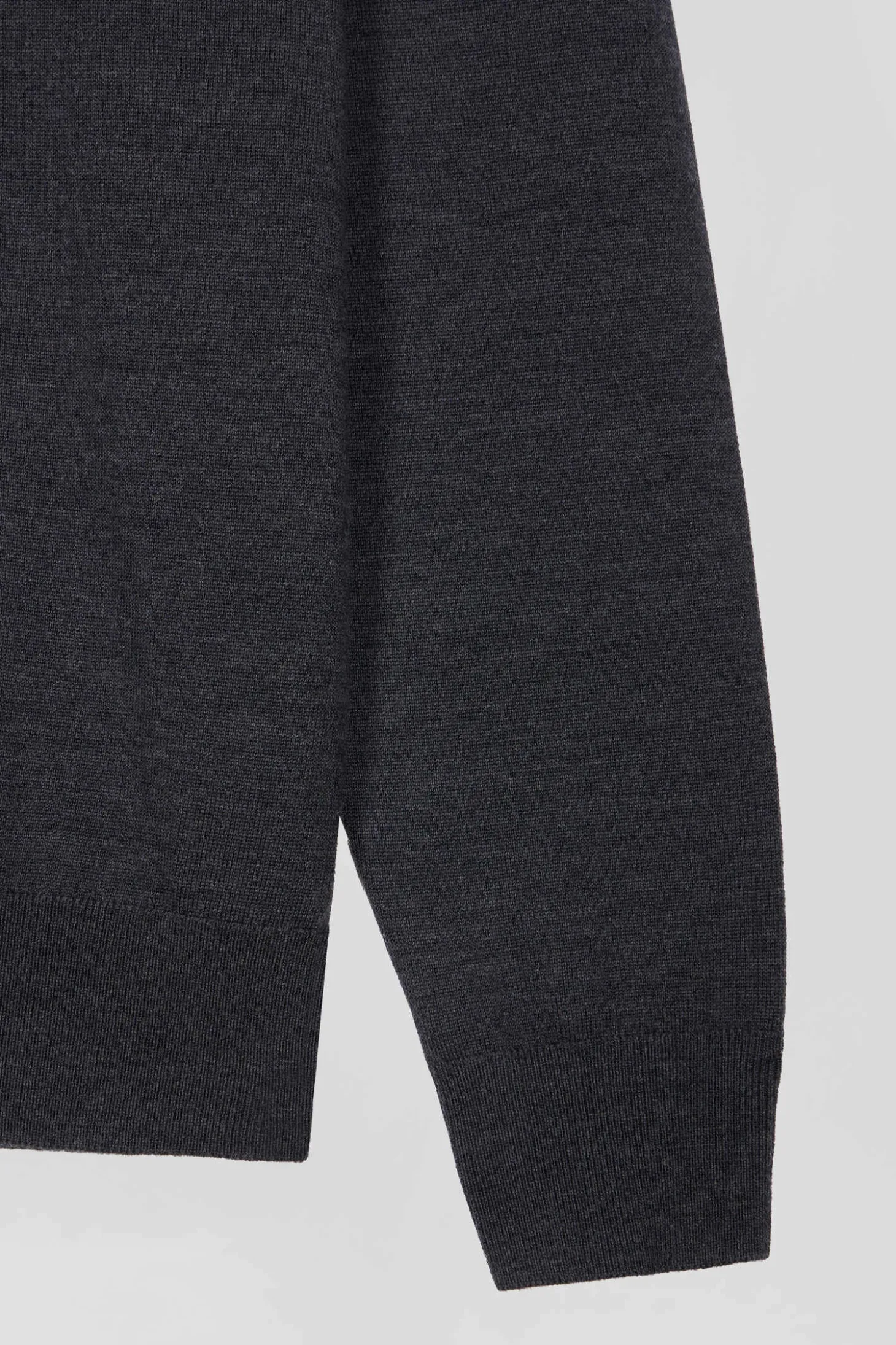 Pull col maillot en laine gris anthracite coupe Regular