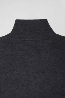 Pull col maillot en laine gris anthracite coupe Regular