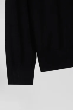 Pull col maillot en laine noir coupe Regular