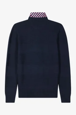 Pull col polo en coton bleu marine coupe Regular