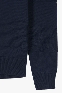 Pull col polo en coton bleu marine coupe Regular