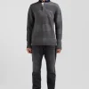 Pull col polo en coton gris anthracite coupe Regular
