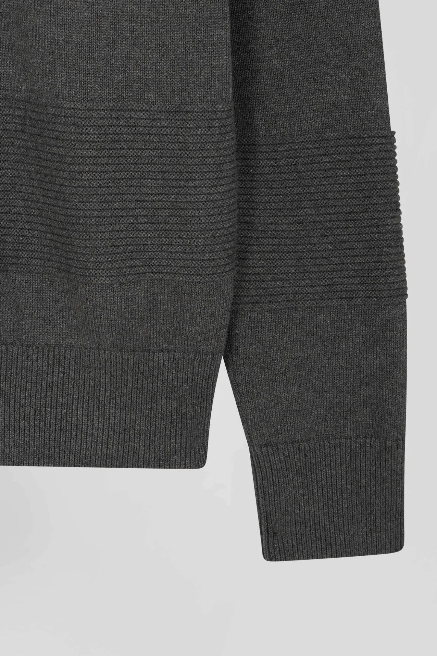 Pull col polo en coton gris anthracite coupe Regular