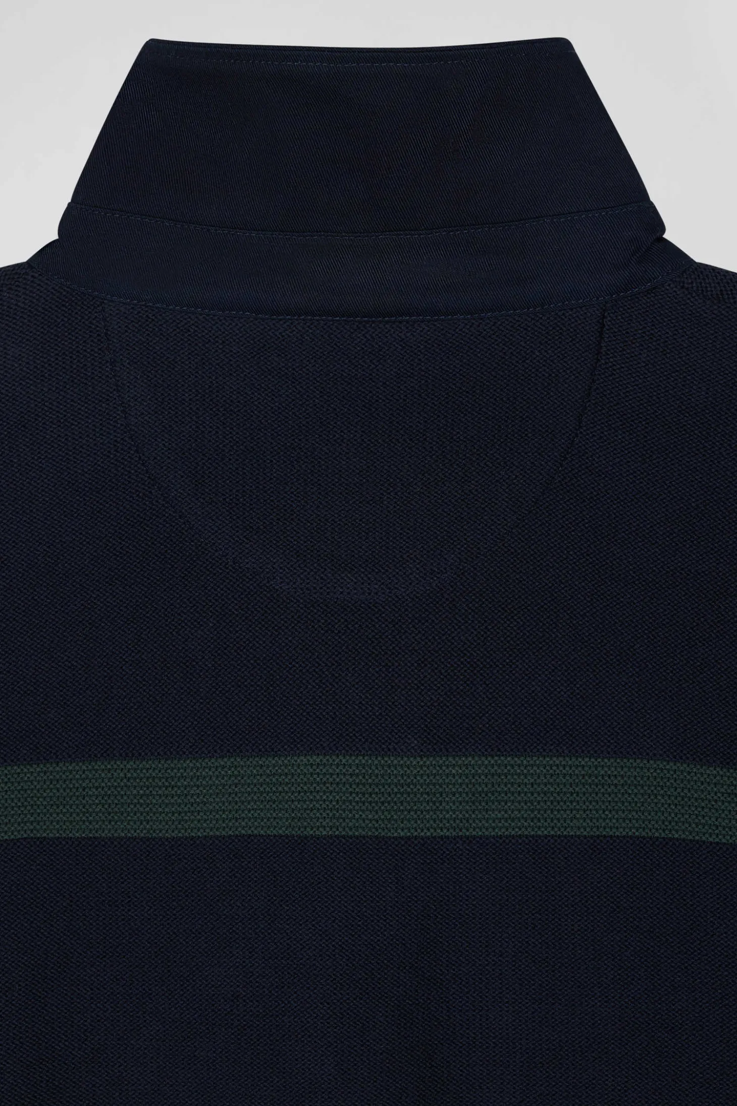 Pull col polo en coton vert rayé coupe Regular