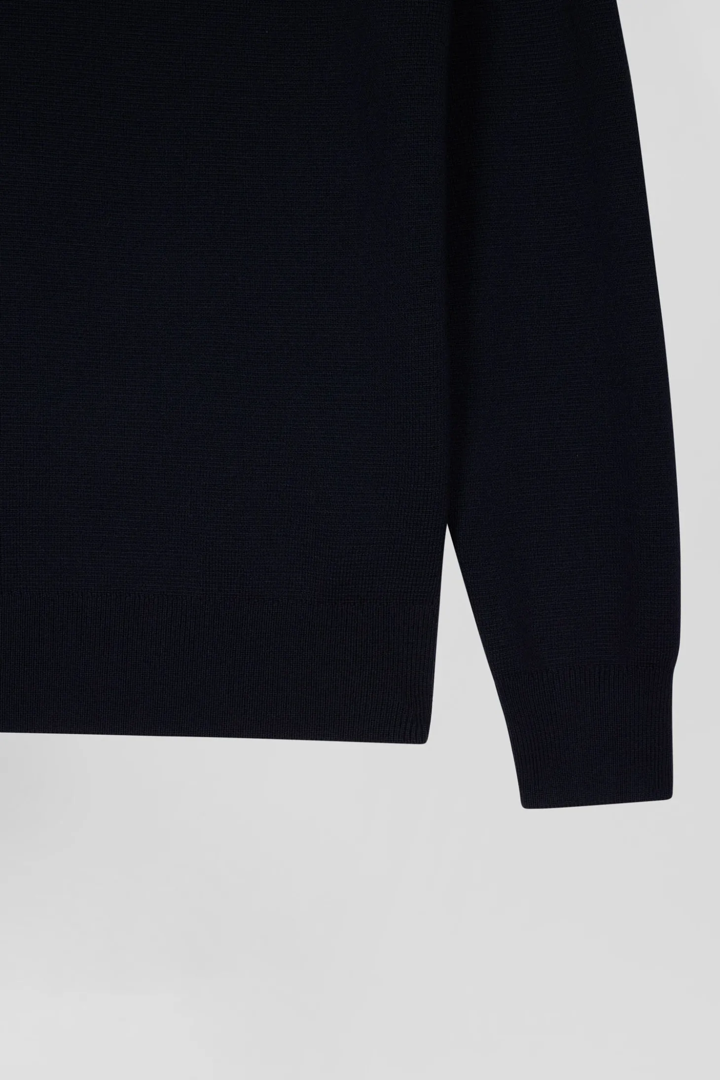 Pull col rond boutonnage épaule en laine marine coupe Regular