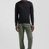 Pull col rond en laine et coton gris anthracite coupe Regular