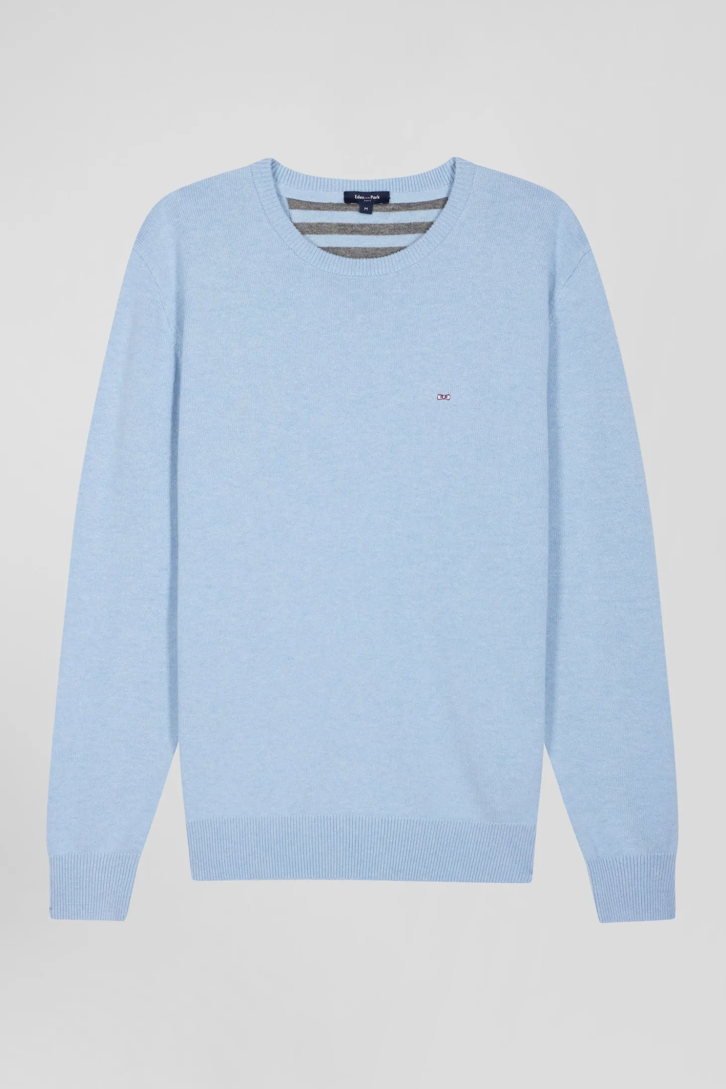 Pull col rond en laine et coton ciel coupe Regular
