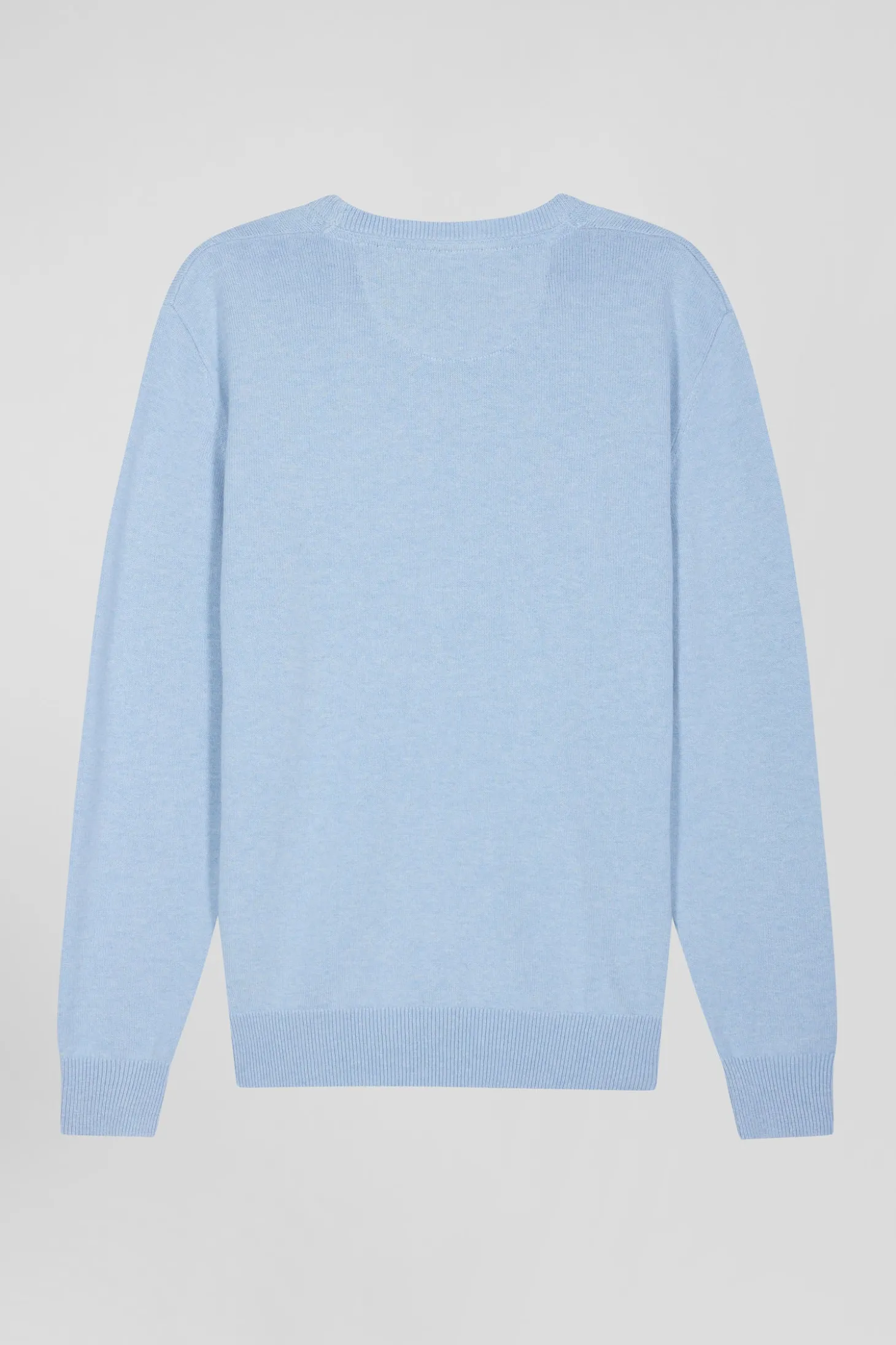 Pull col rond en laine et coton ciel coupe Regular