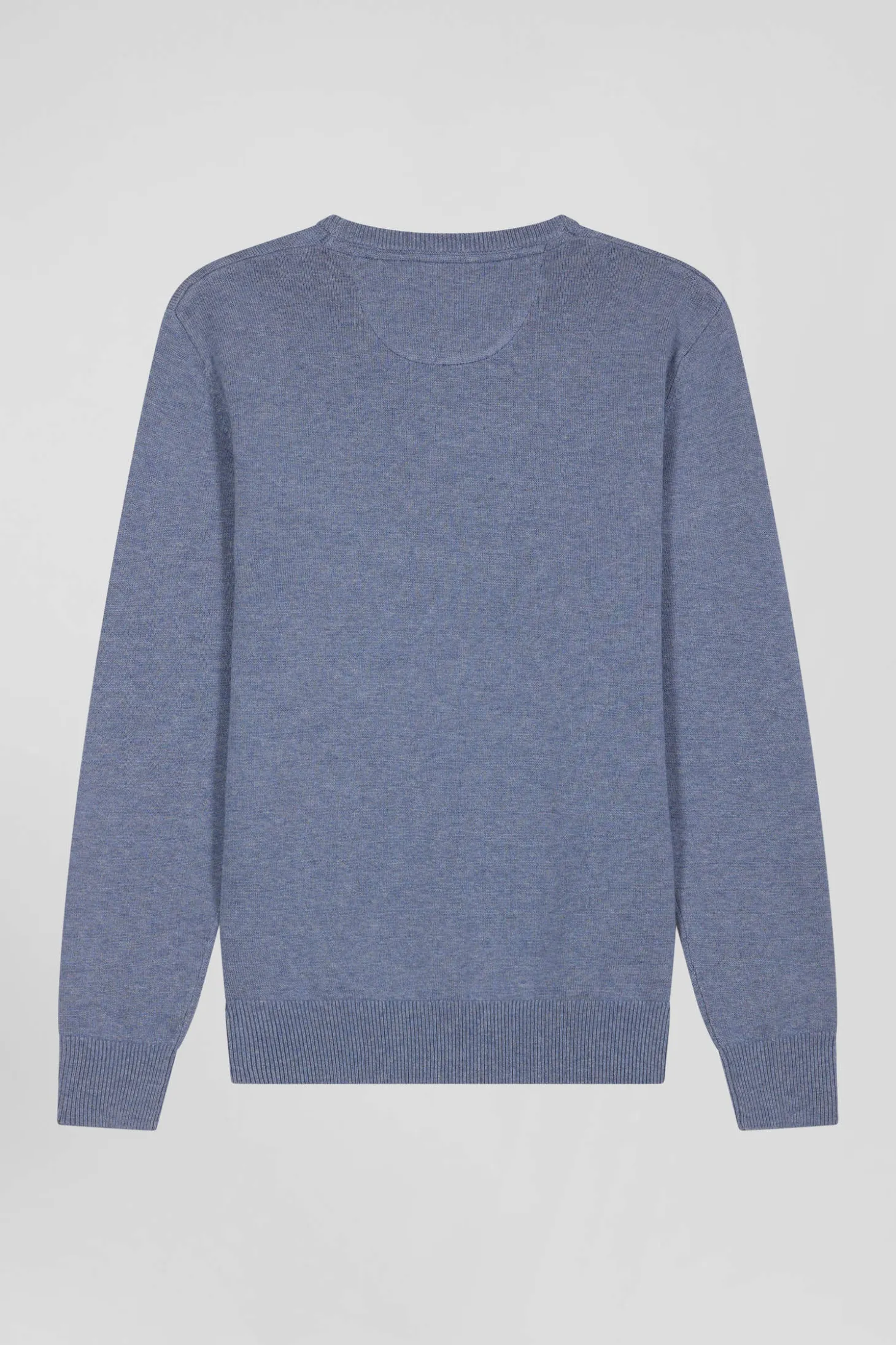 Pull col rond en laine et coton bleu clair coupe Regular