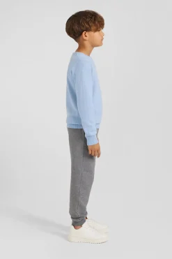 Pull col rond en laine et coton ciel coupe Regular