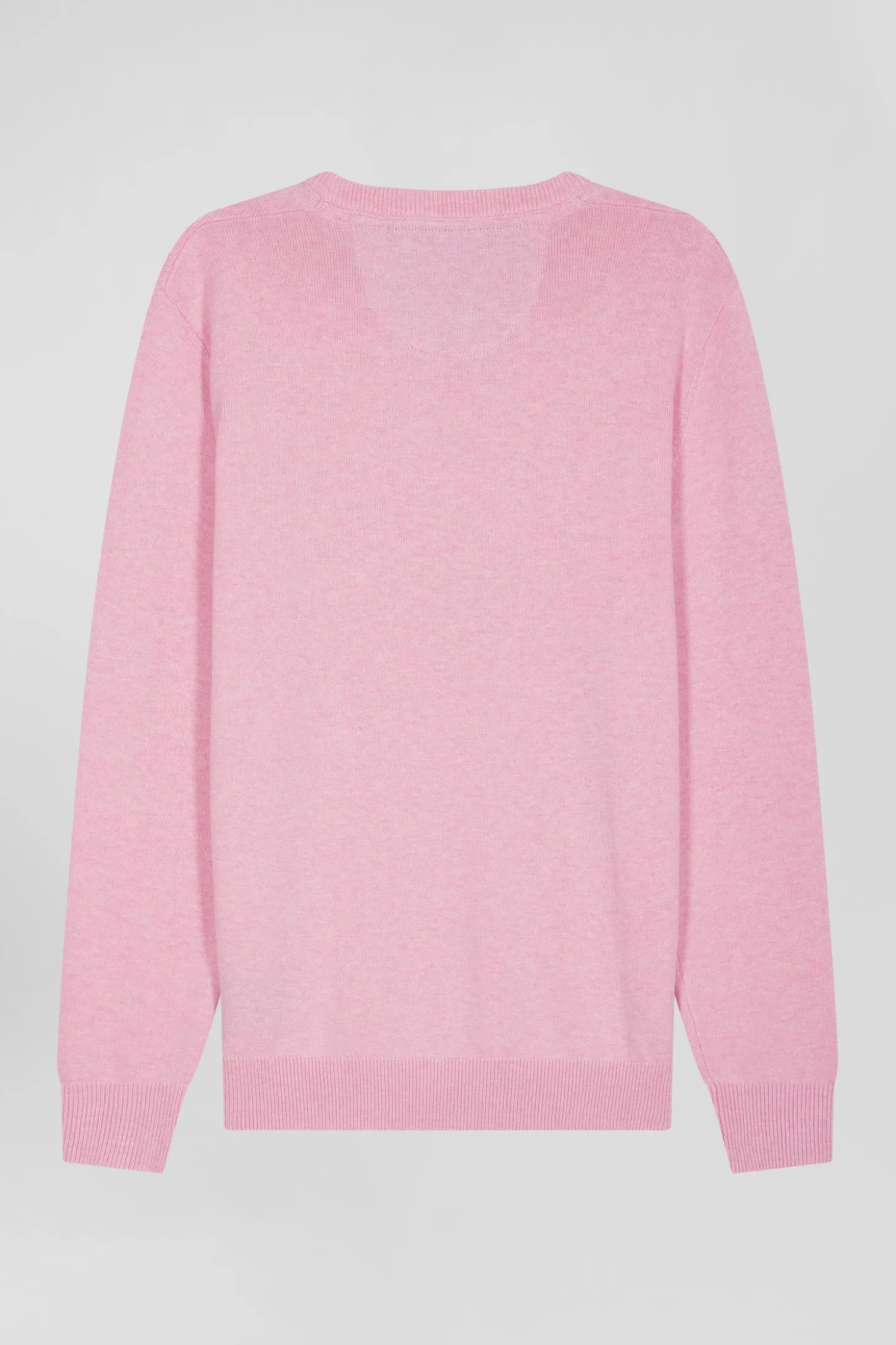 Pull col rond en laine et coton rose coupe Regular