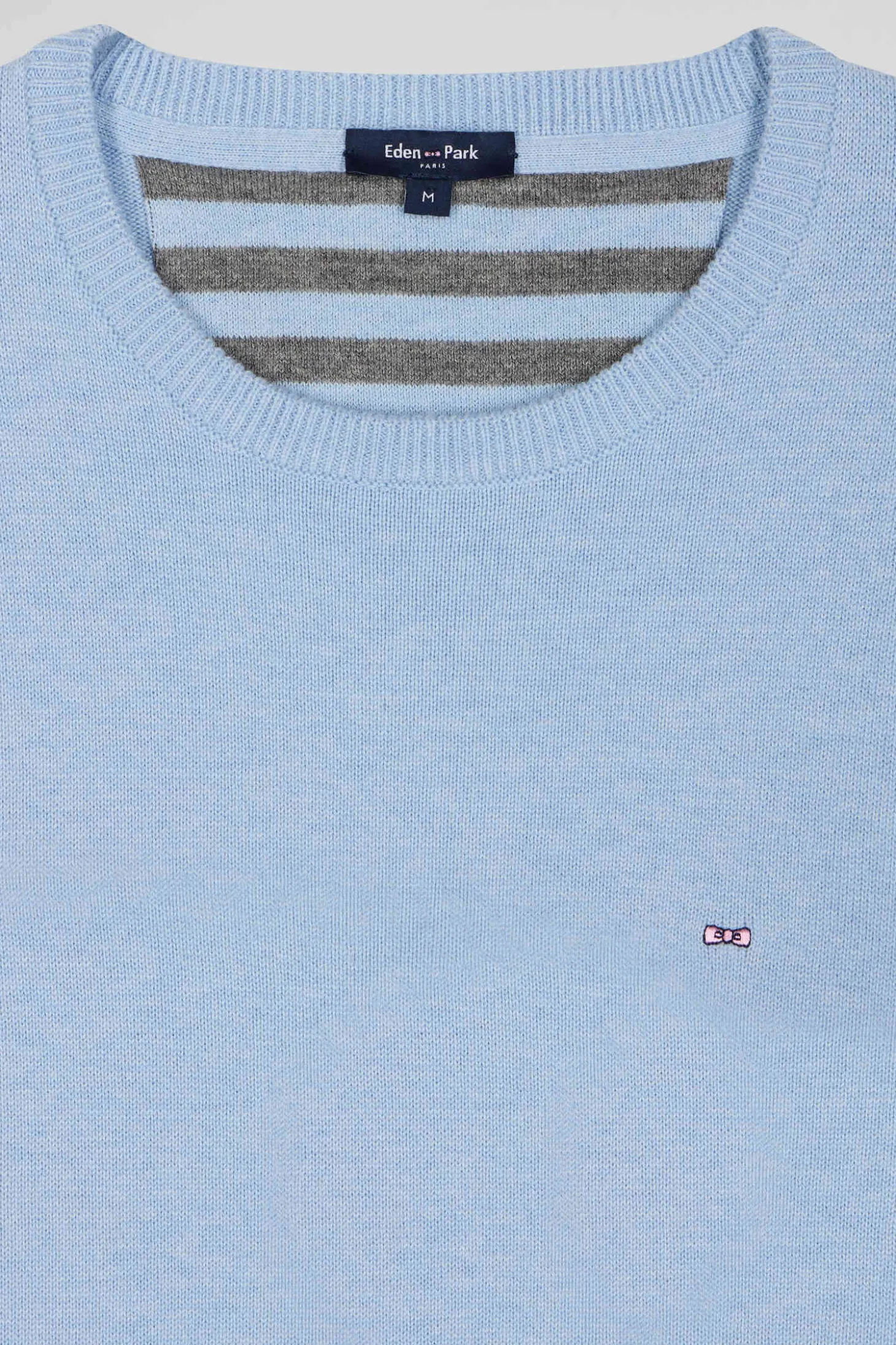 Pull col rond en laine et coton ciel coupe Regular