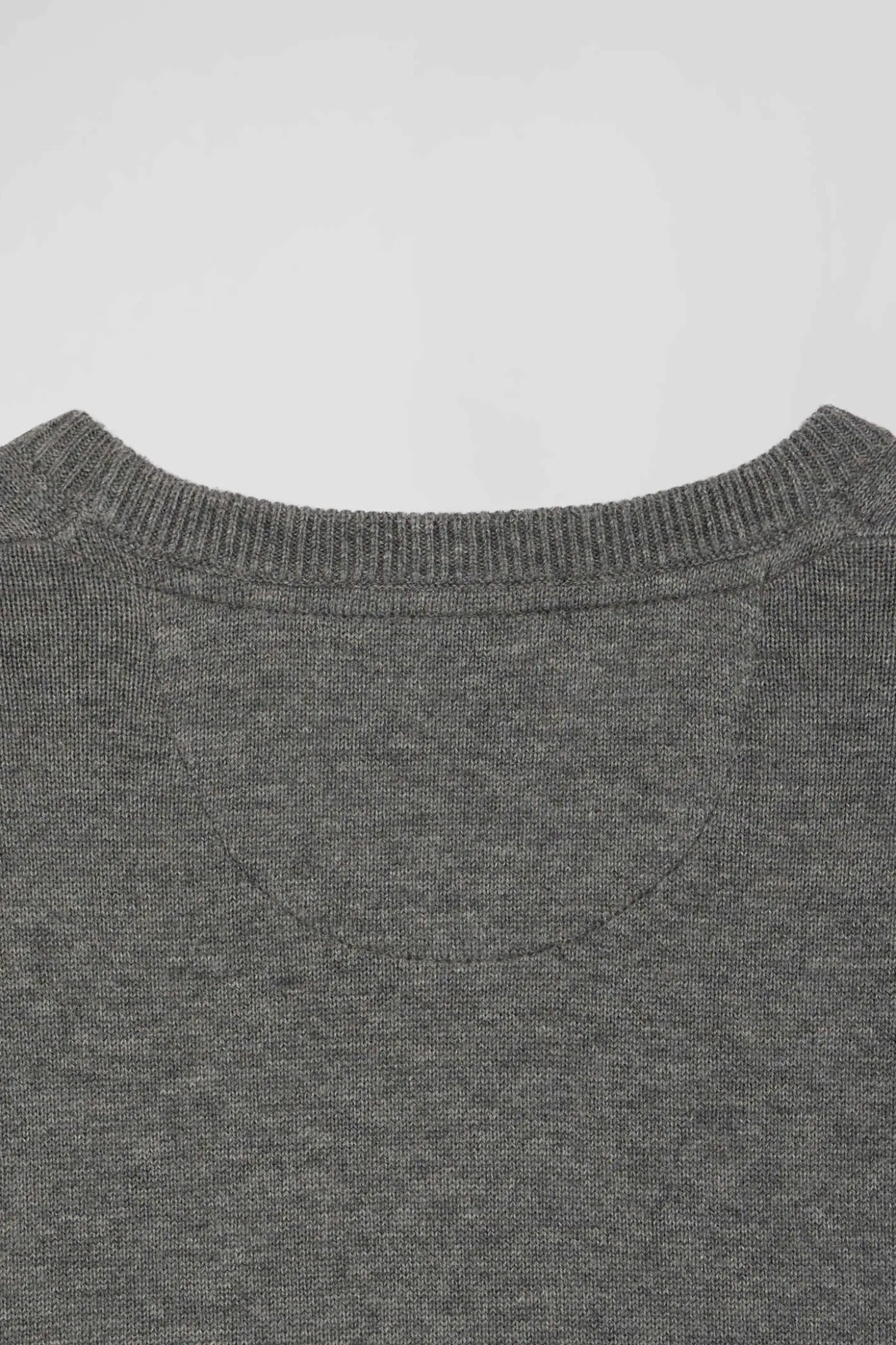 Pull col rond en laine et coton gris clair coupe Regular