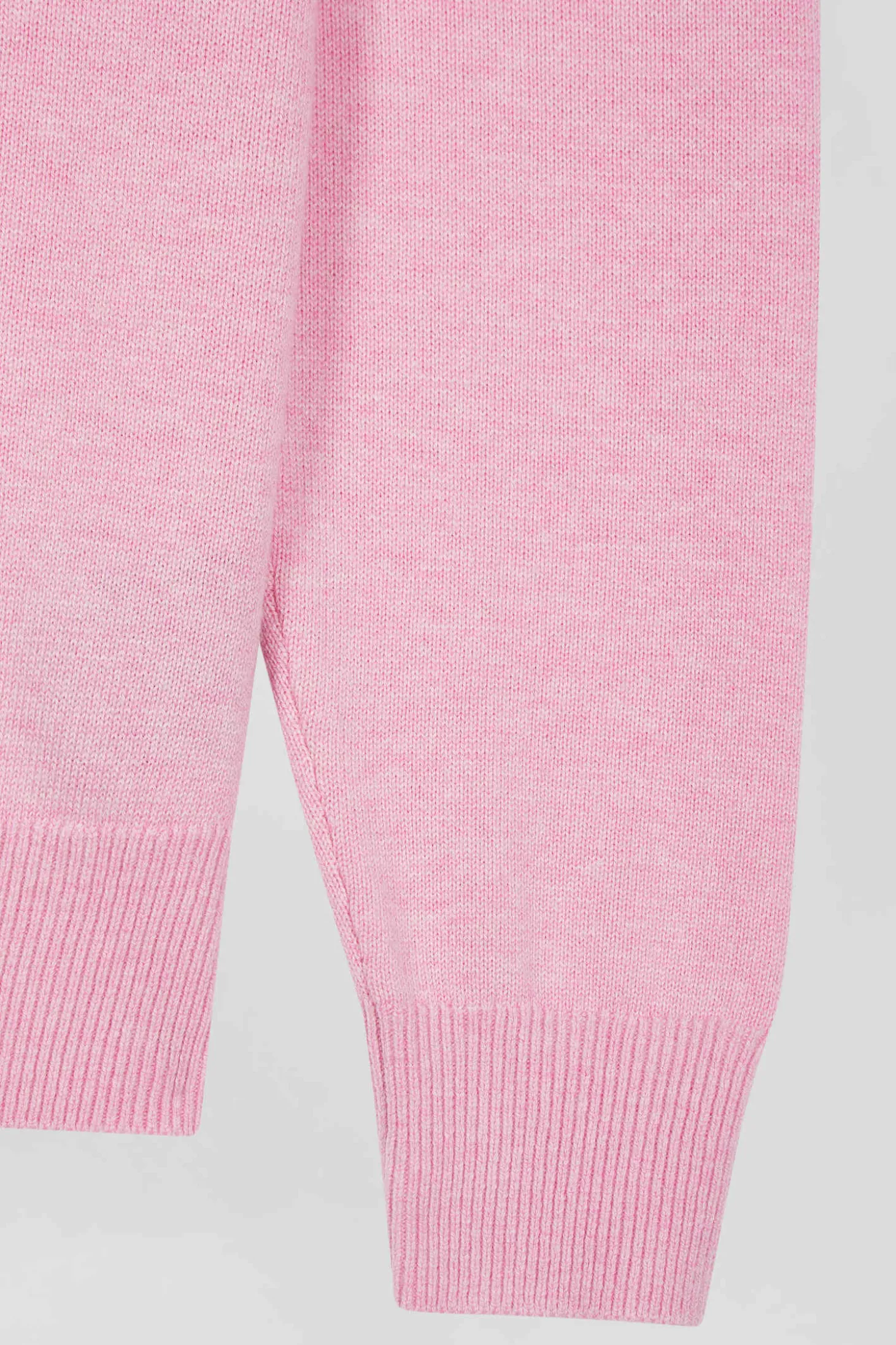 Pull col rond en laine et coton rose coupe Regular