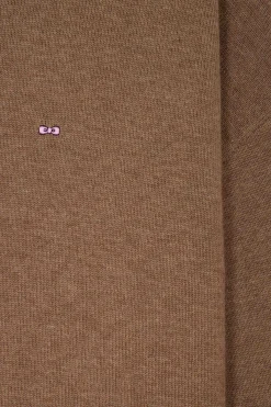 Pull col rond en laine et coton marron coupe Relaxed