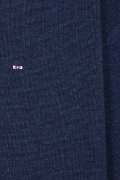 Pull col rond en laine et coton bleu marine coupe Relaxed