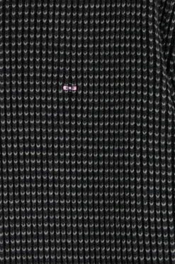 Pull col rond en laine et coton noir coupe Regular