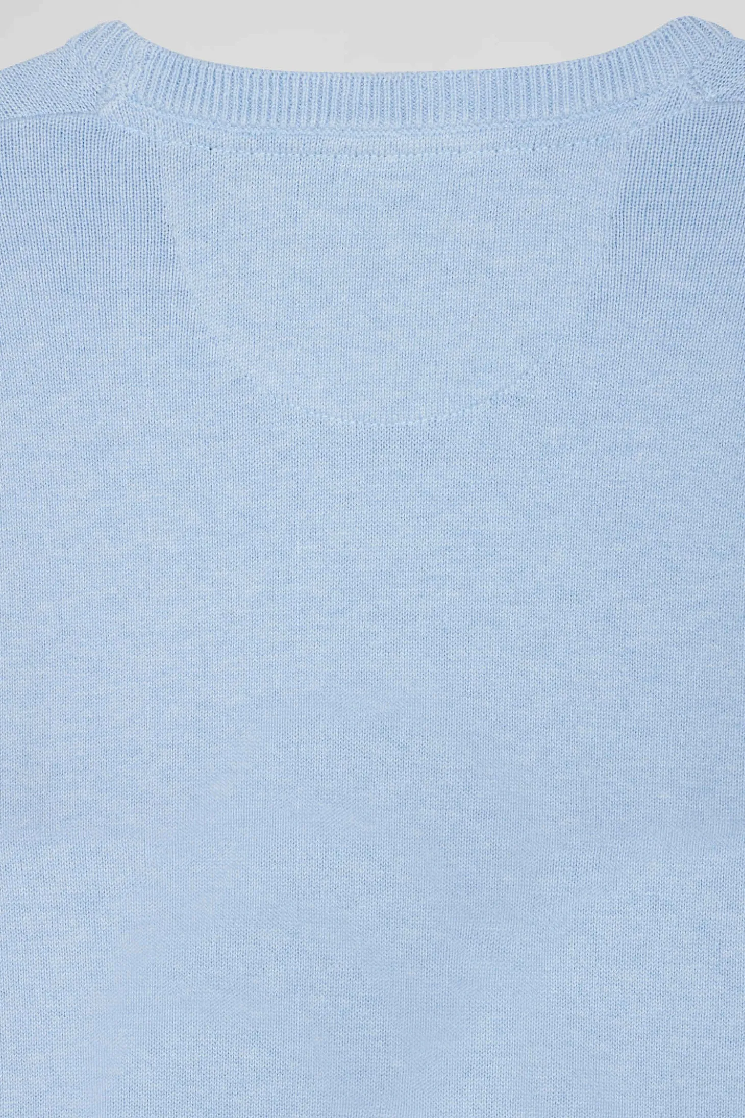 Pull col rond en laine et coton ciel coupe Regular