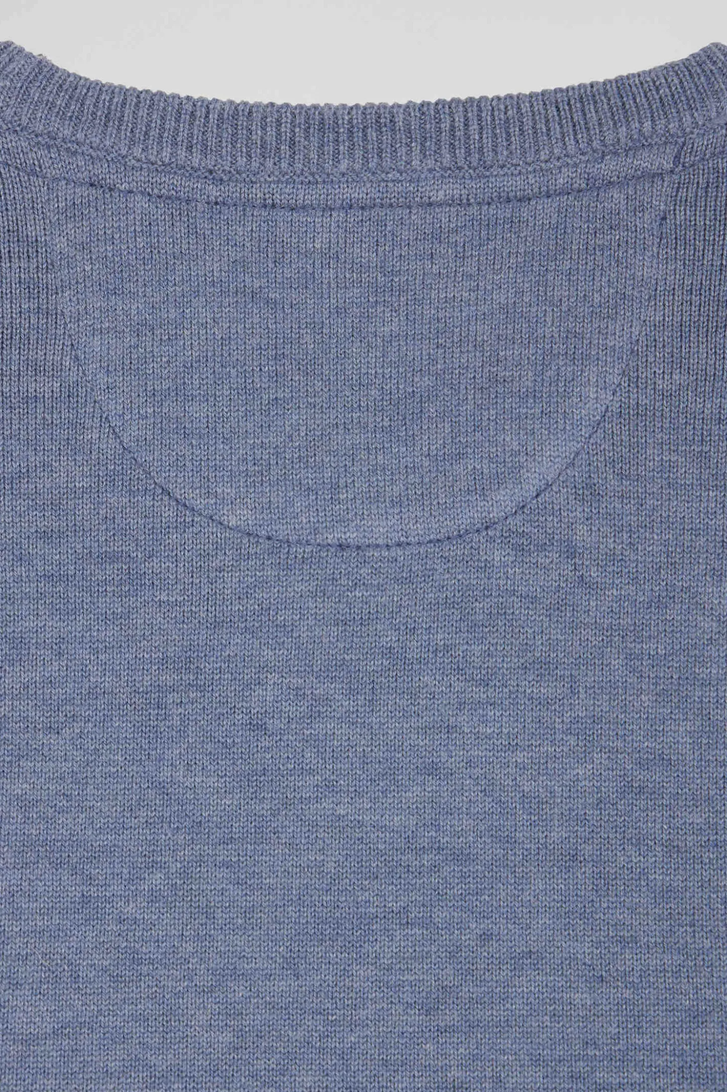 Pull col rond en laine et coton bleu clair coupe Regular