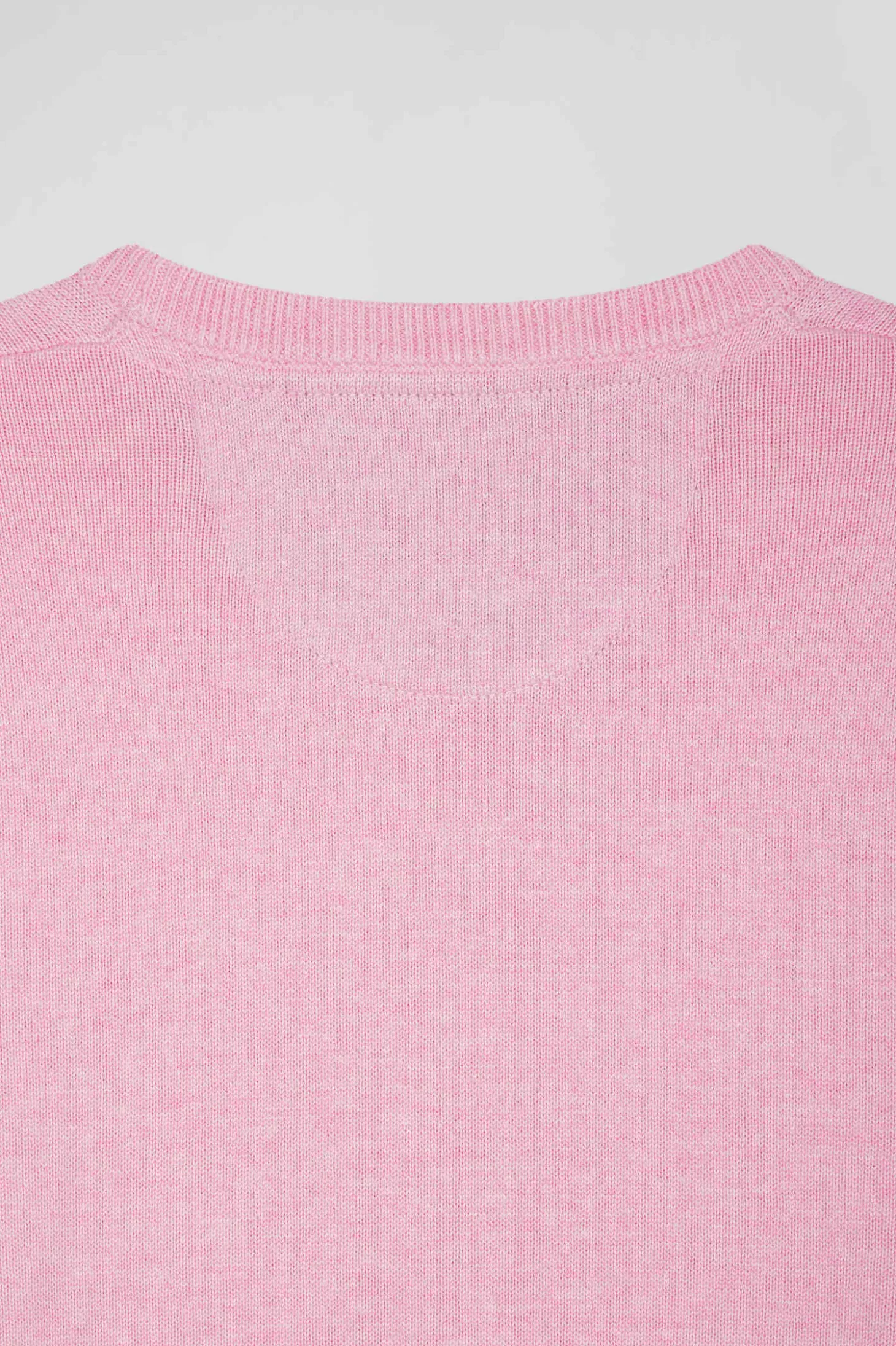 Pull col rond en laine et coton rose coupe Regular