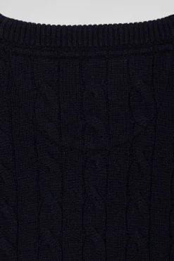 Pull col rond en laine et coton gris à jeux de maille coupe Regular
