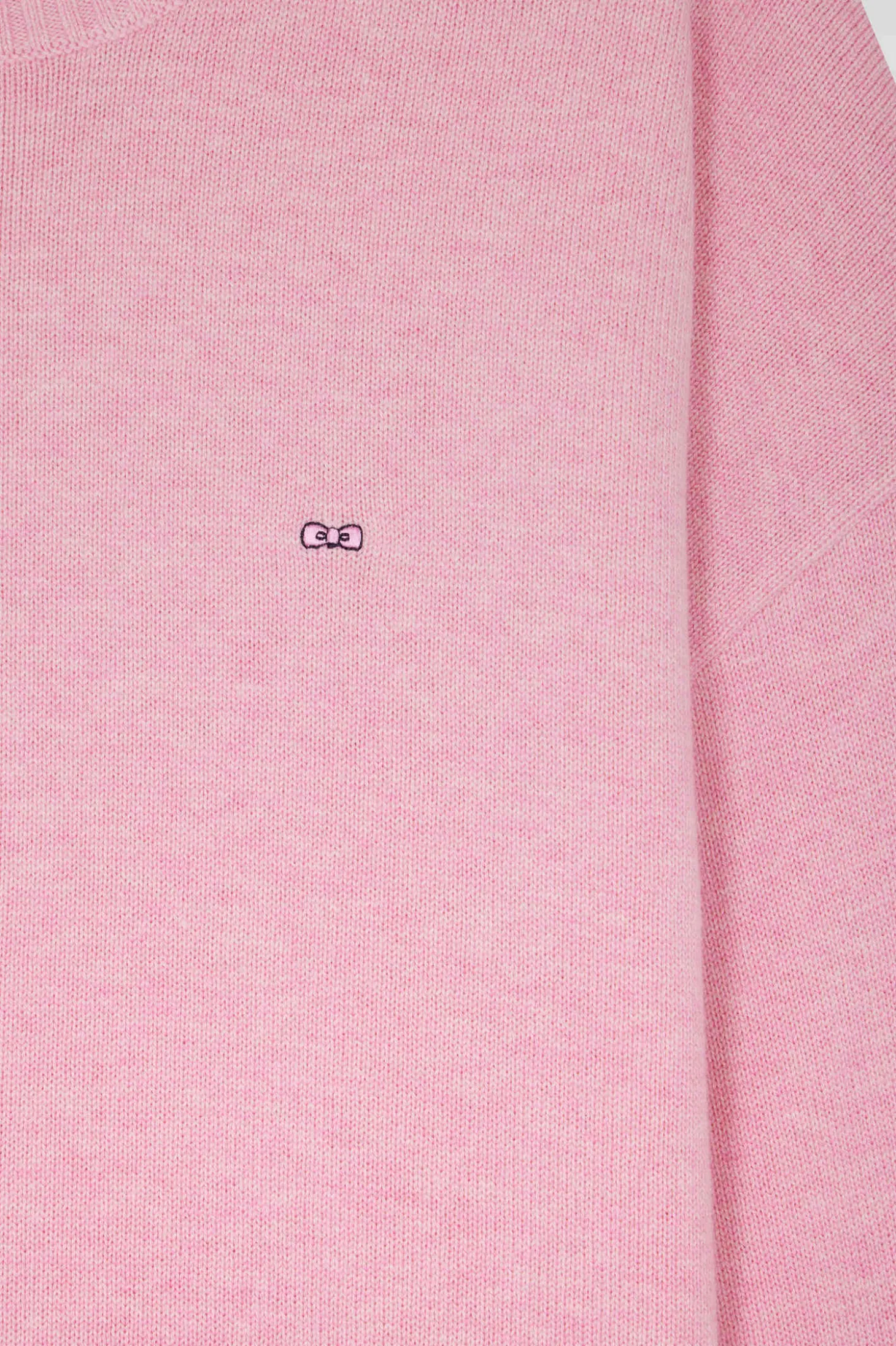 Pull col rond en laine et coton rose coupe Relaxed