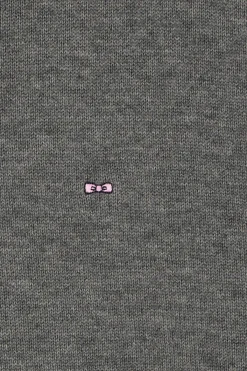 Pull col rond en laine et coton gris clair coupe Regular
