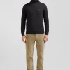 Pull col roulé en laine et coton gris anthracite coupe Regular
