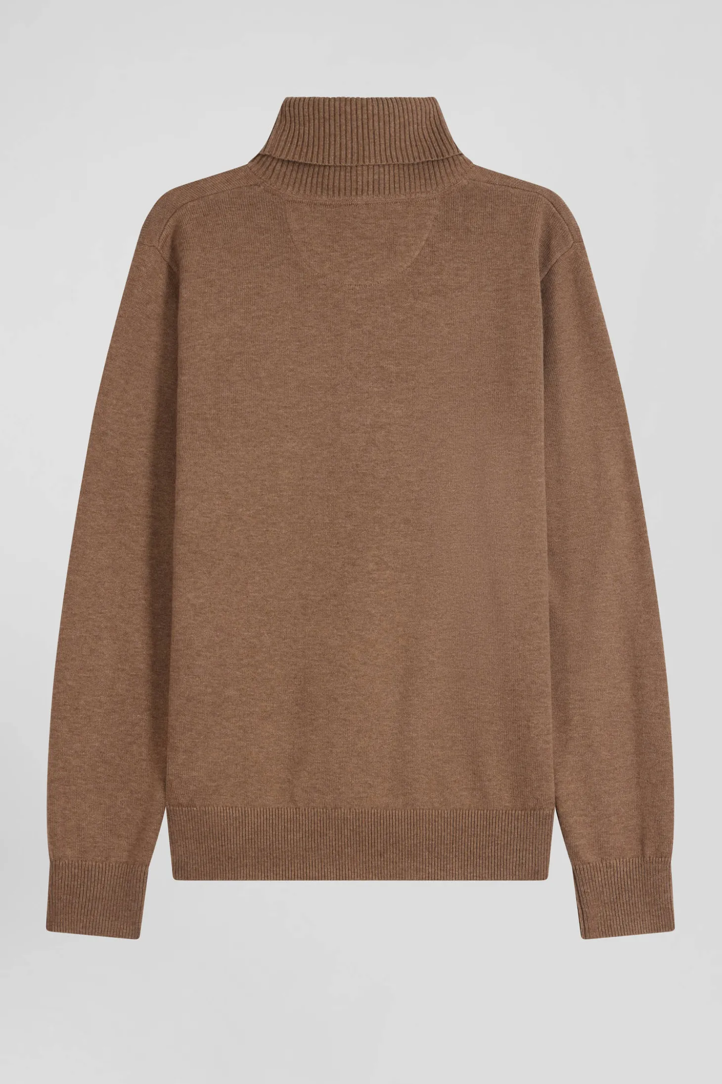 Pull col roulé en laine et coton camel coupe Regular