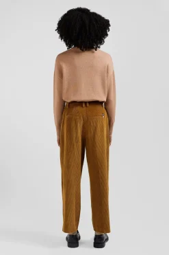 Pull col roulé en laine et coton marron coupe Relaxed
