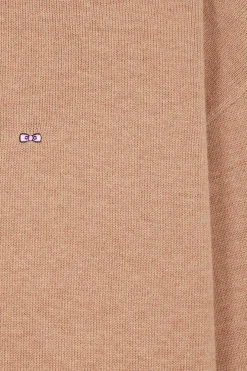 Pull col roulé en laine et coton marron coupe Relaxed