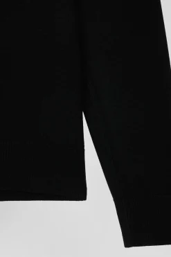 Pull col roulé en laine et coton gris anthracite coupe Regular