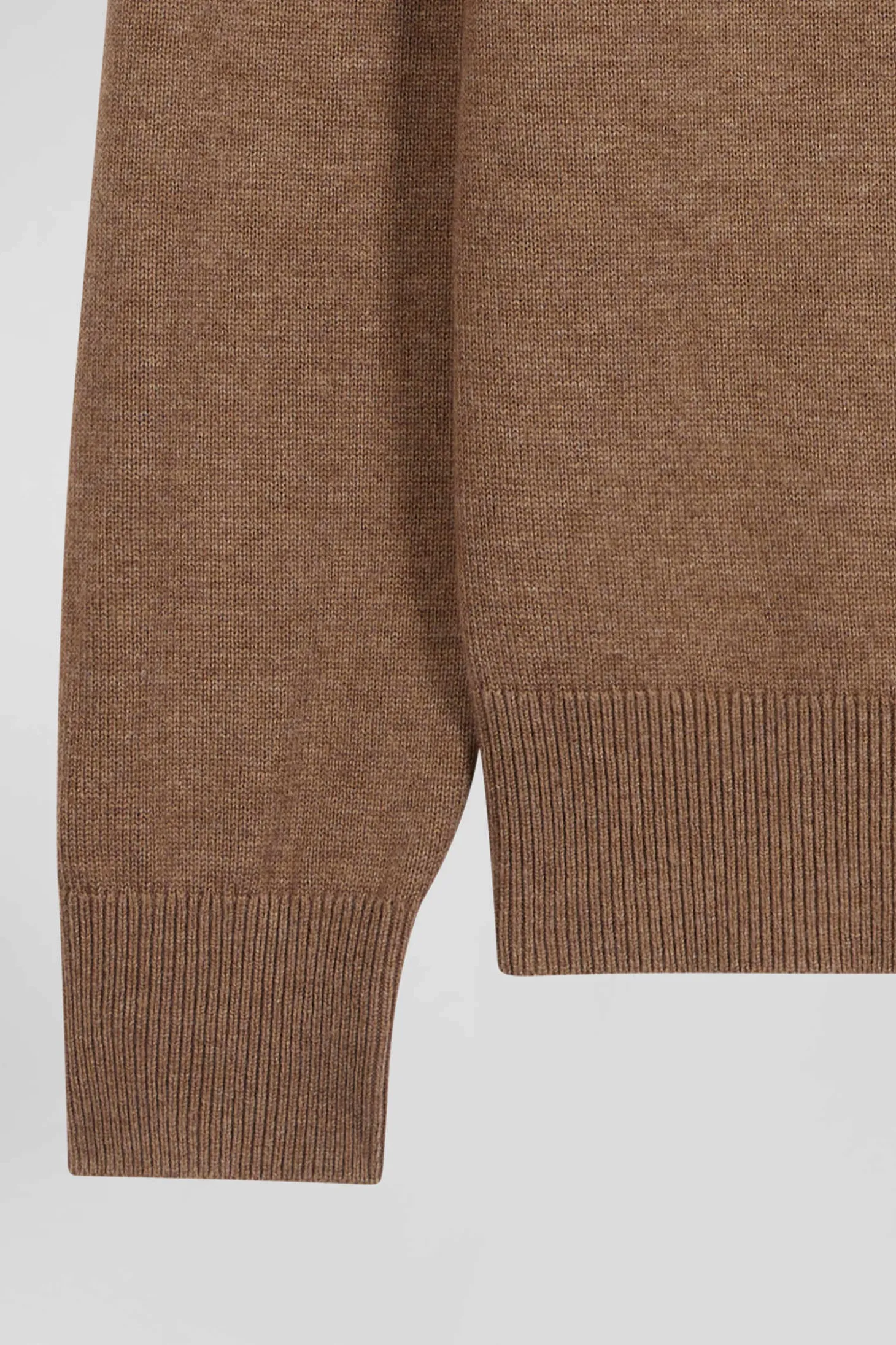 Pull col roulé en laine et coton camel coupe Regular