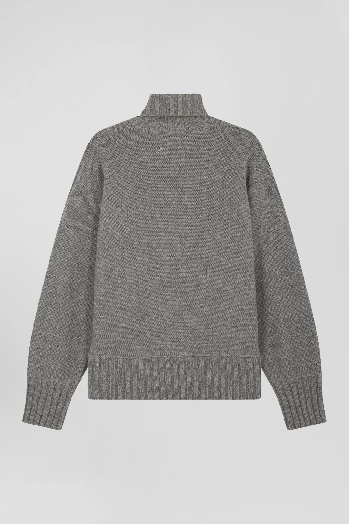 Pull col roulé en laine mélangée gris coupe Oversized
