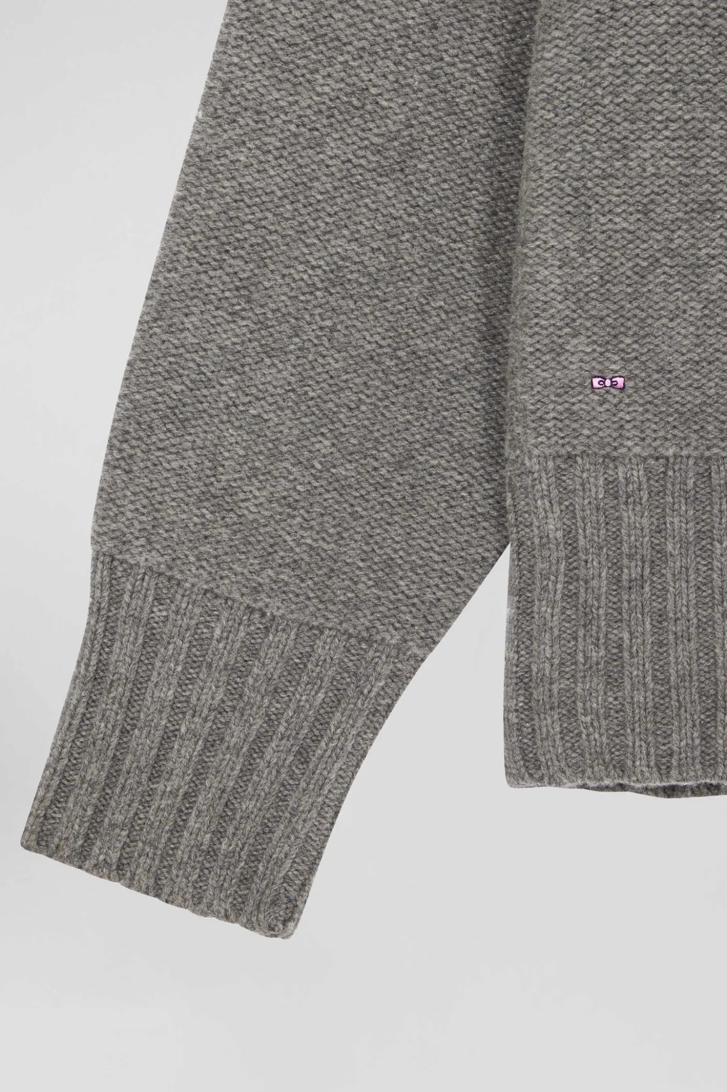 Pull col roulé en laine mélangée gris coupe Oversized