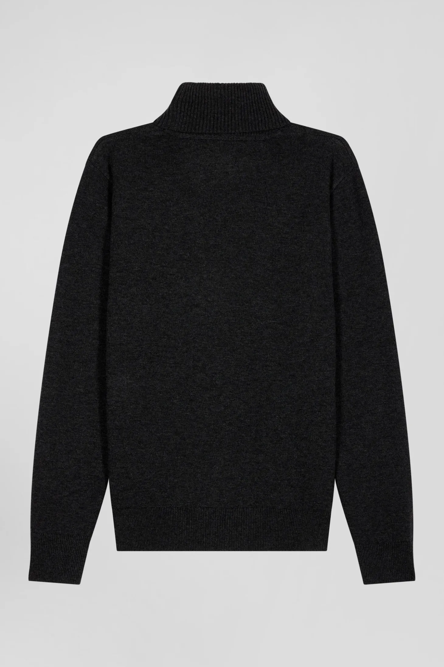 Pull col roulé en laine mérinos noir coupe Regular