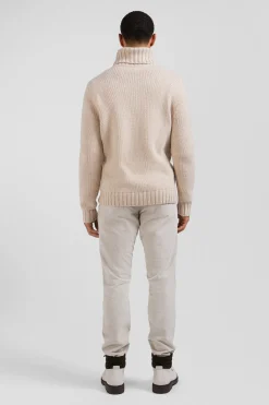Pull col roulé en laine vierge et polyamide recyclé écru coupe Regular