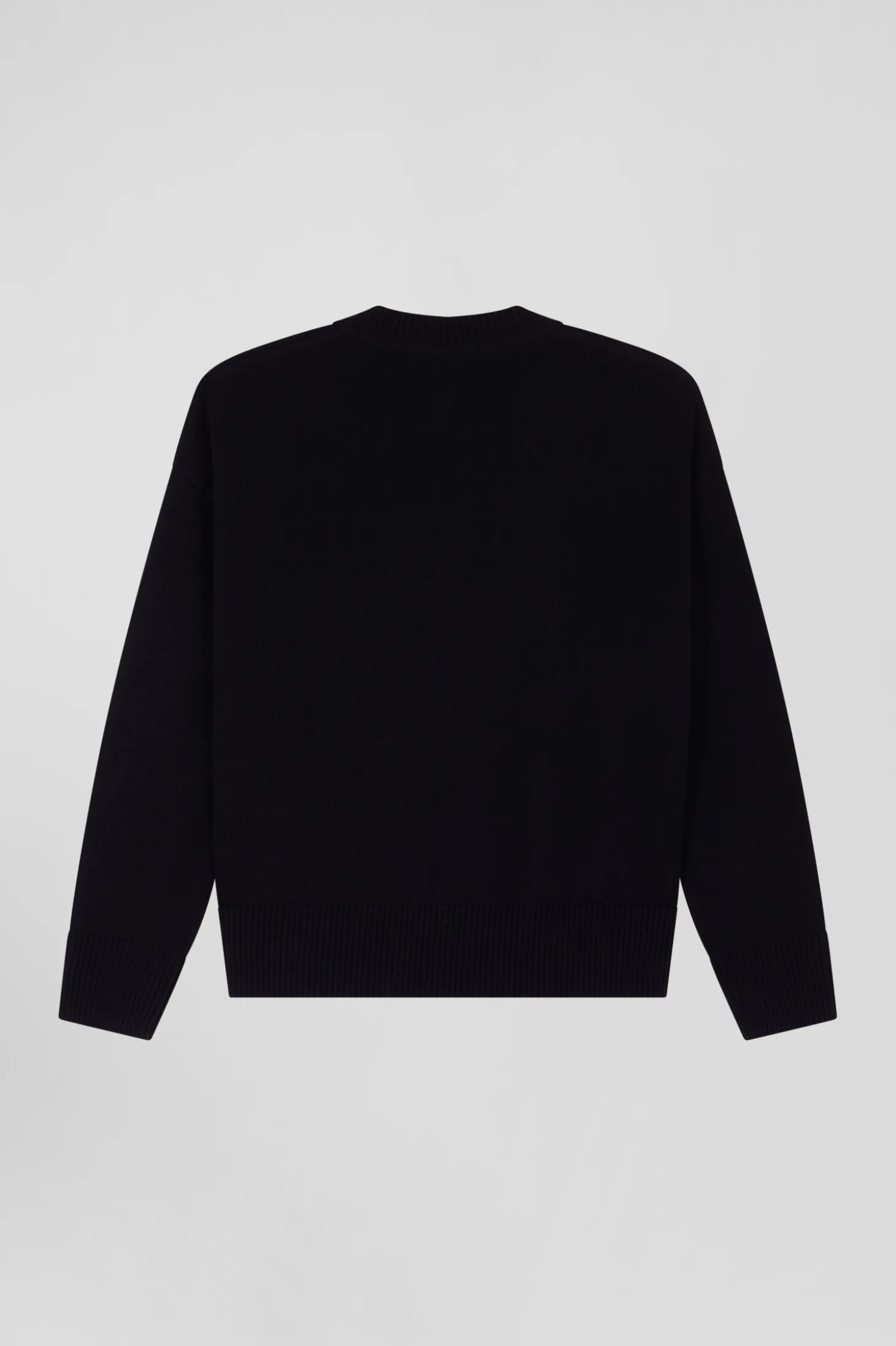 Pull col V en laine et coton noir coupe Relaxed