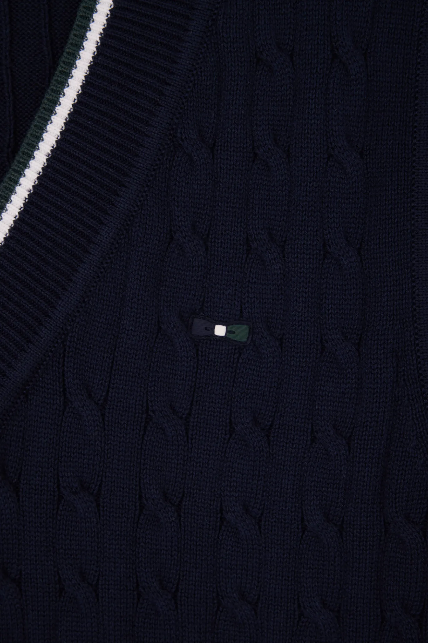 Pull col V sans manches en coton torsadé bleu marine coupe Relaxed